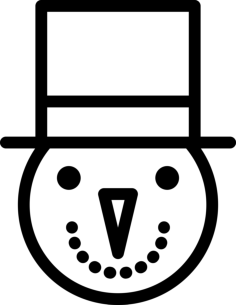 Christmas Snowman With Hat Sticker Outline Svg File, Free Vectors File